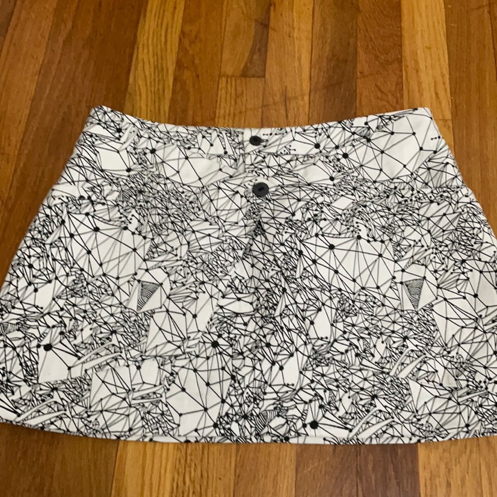 Fun Black & White Geometric SkunkFunk Skirt: Size Medium